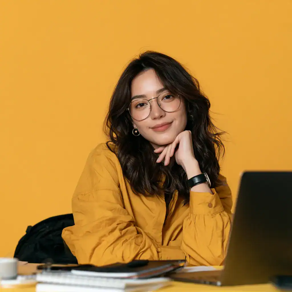 Filipino QuickBooks Bookkeeper reconciling accounts at her desk